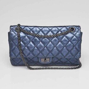 Chanel Navy Blue 2.55 Reissue Quilted Calfskin Leather 226 Flap Bag